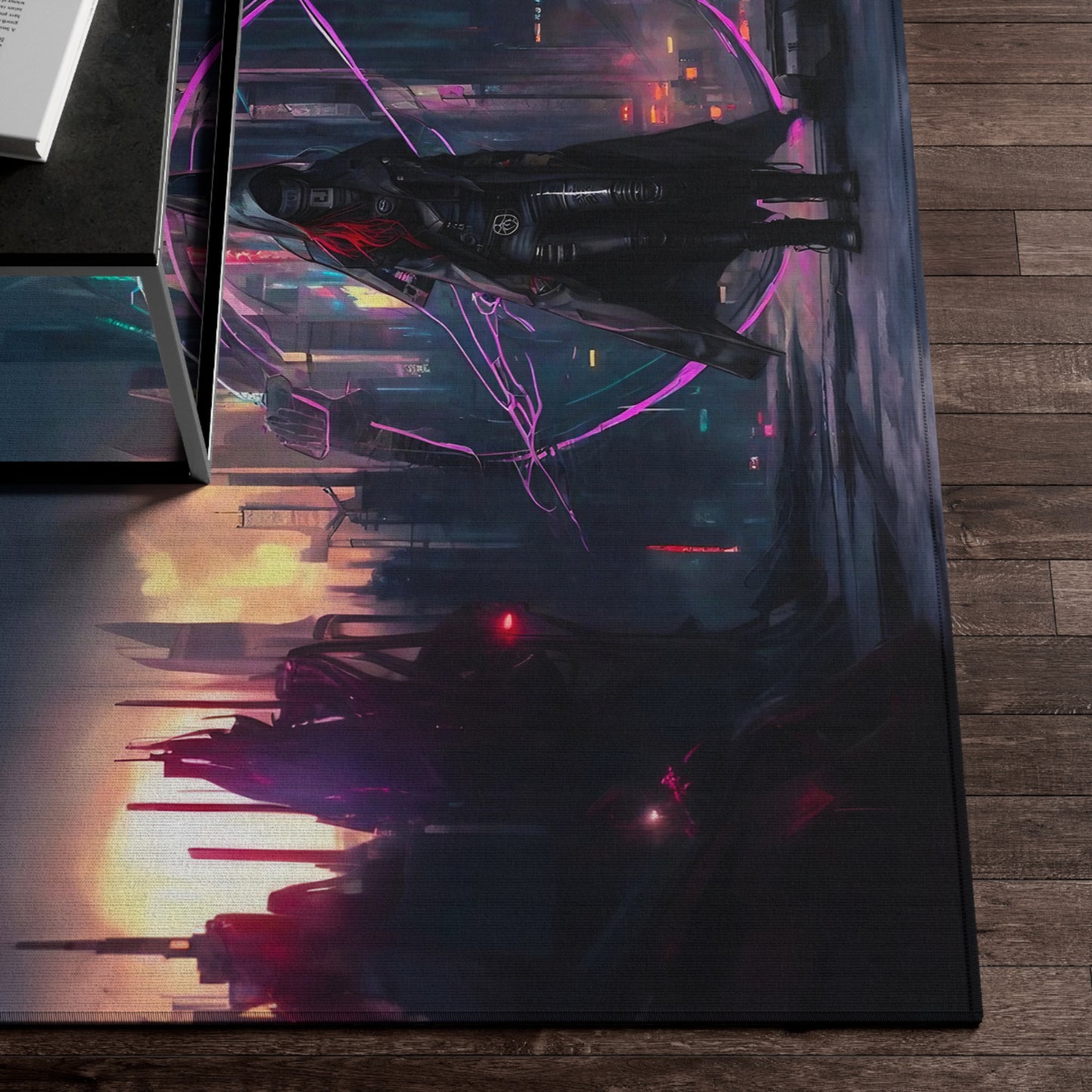 Technomancer's Ward Area Rug - Futuristic Sci-Fi Anarchy Woman Mage Cyberpunk