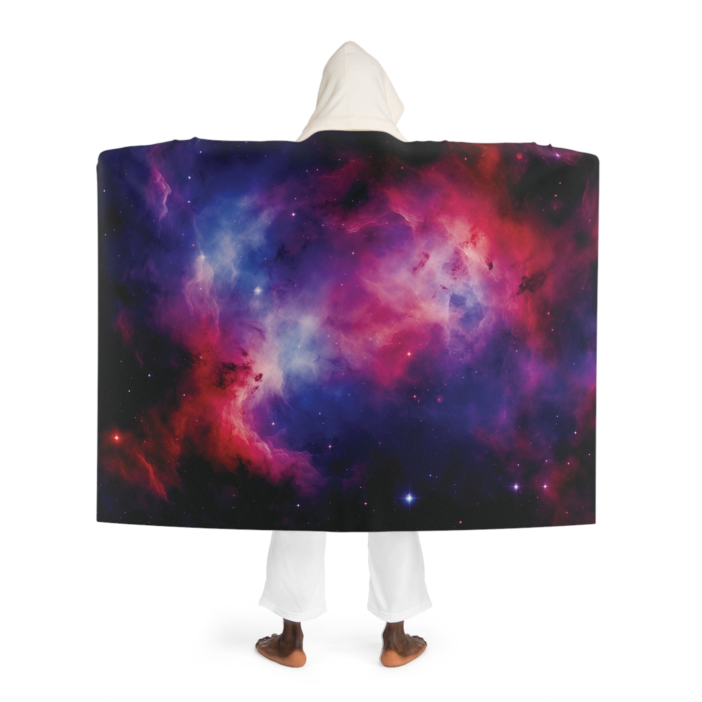 Galaxy Hooded Sherpa Fleece Blanket Cozy Hooded Blanket Warm Hood Snuggle Up Nebula Blanket Outer Space Fleece