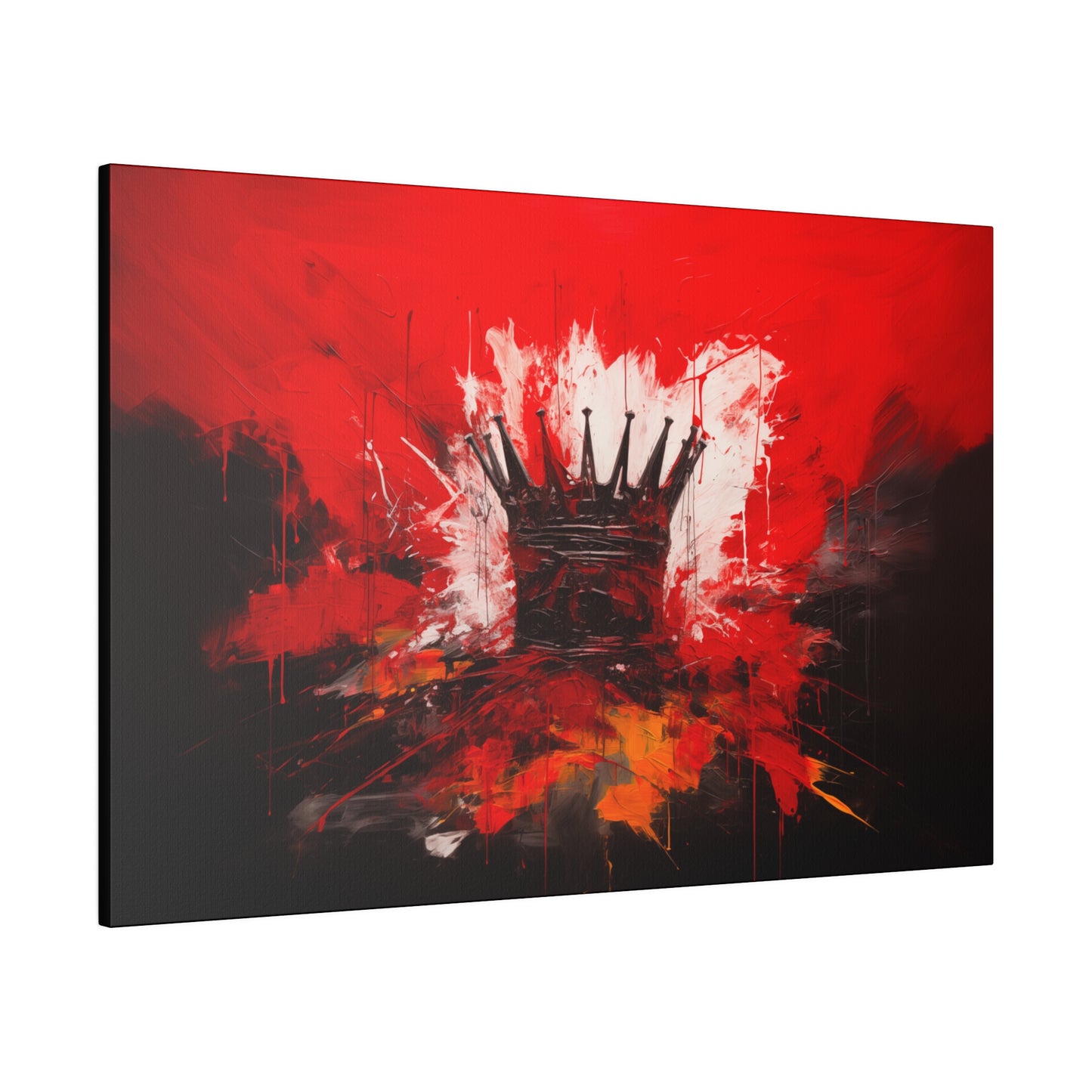 Painted Crown Matte Canvas Red and Black Abstract Art Print 12x9, 16x12, 24x16, 30x20, 36x24, 40x30, 48x32 inch Artwork