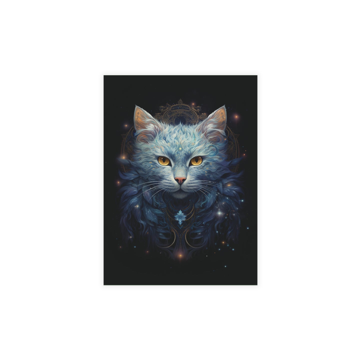 Cat of Winter Solstice Greeting Card postcard with envelope winter holiday cat greeting card