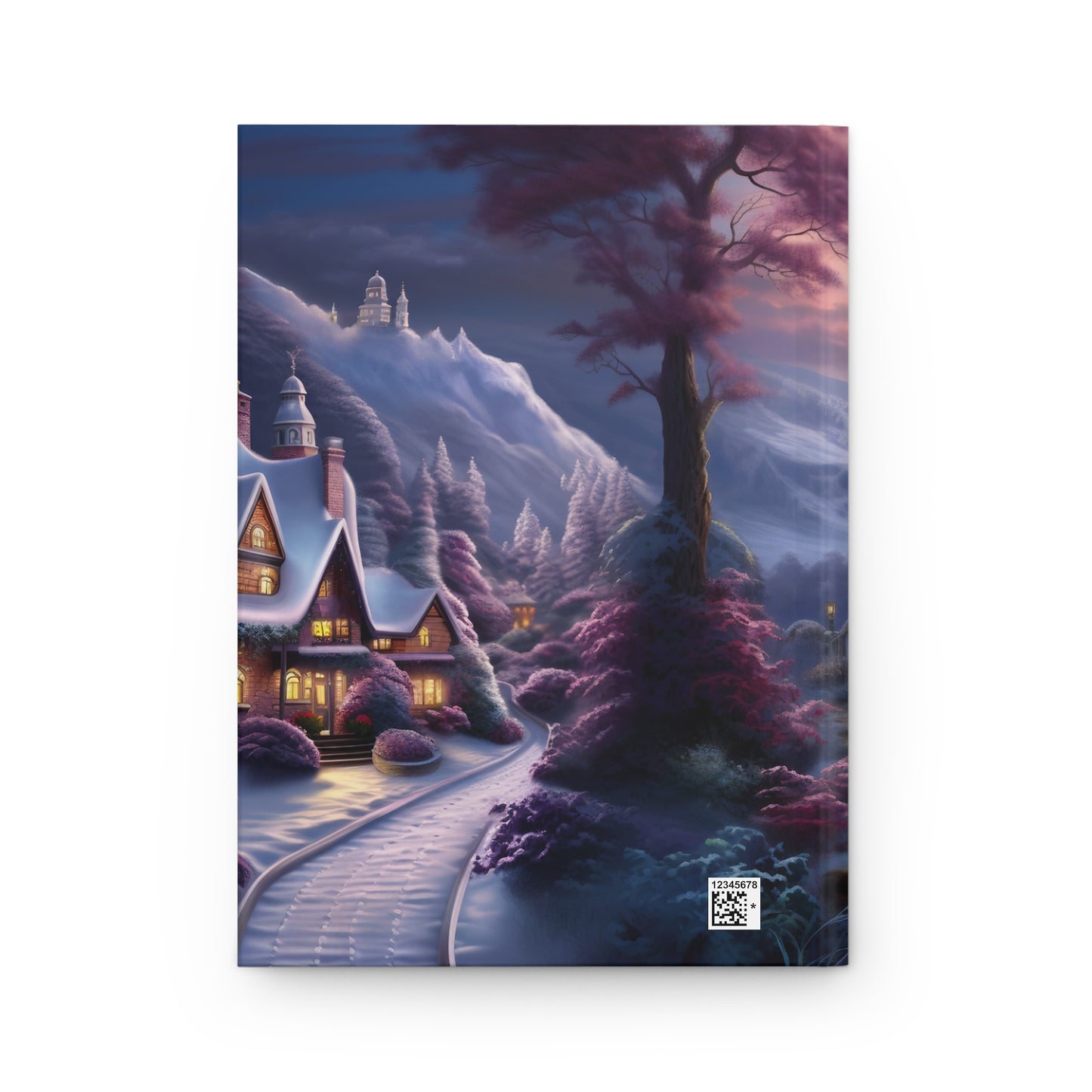 Snowy Hardcover Ruled Journal - cozy homes in the snow with glowing windows, glowing windows winter scene winter landscape