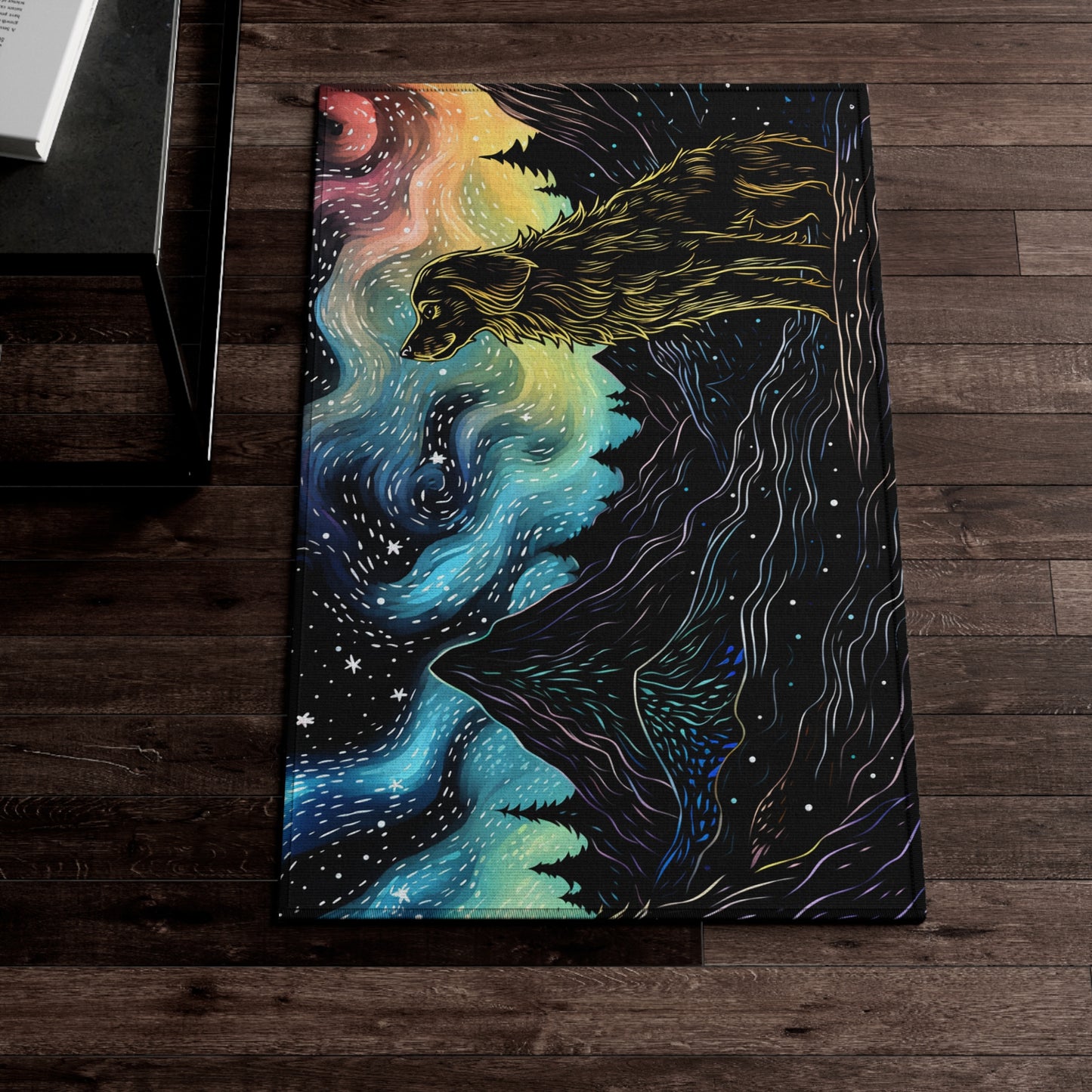 Starry Doggo Rug - Original Art Rug - Dog Rug in the style of Starry Night