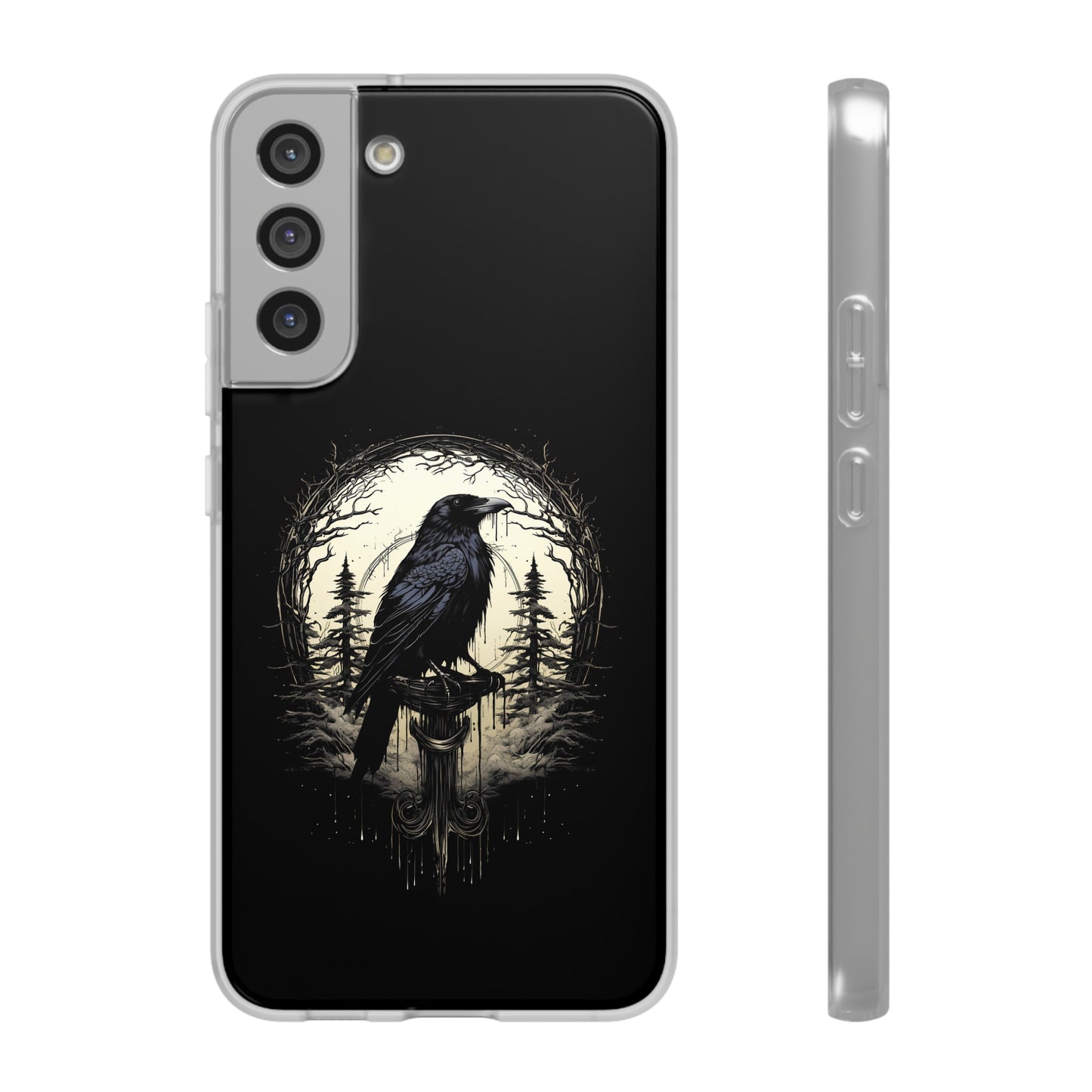 Night's Sentinel Goth Raven Phone Case for iPhone 13 14 pro max Galaxy s22 s23 ultra - optional gift box -dark academia black phone case