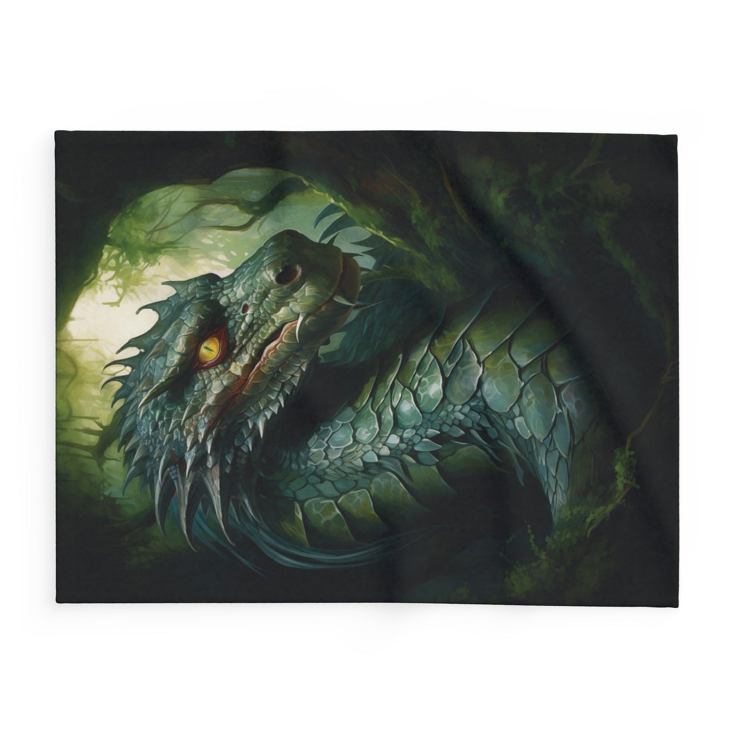 Dragonslither Arctic Fleece Blanket Green Dragon Blanket Fleece Dragon Blanket Green Blanket