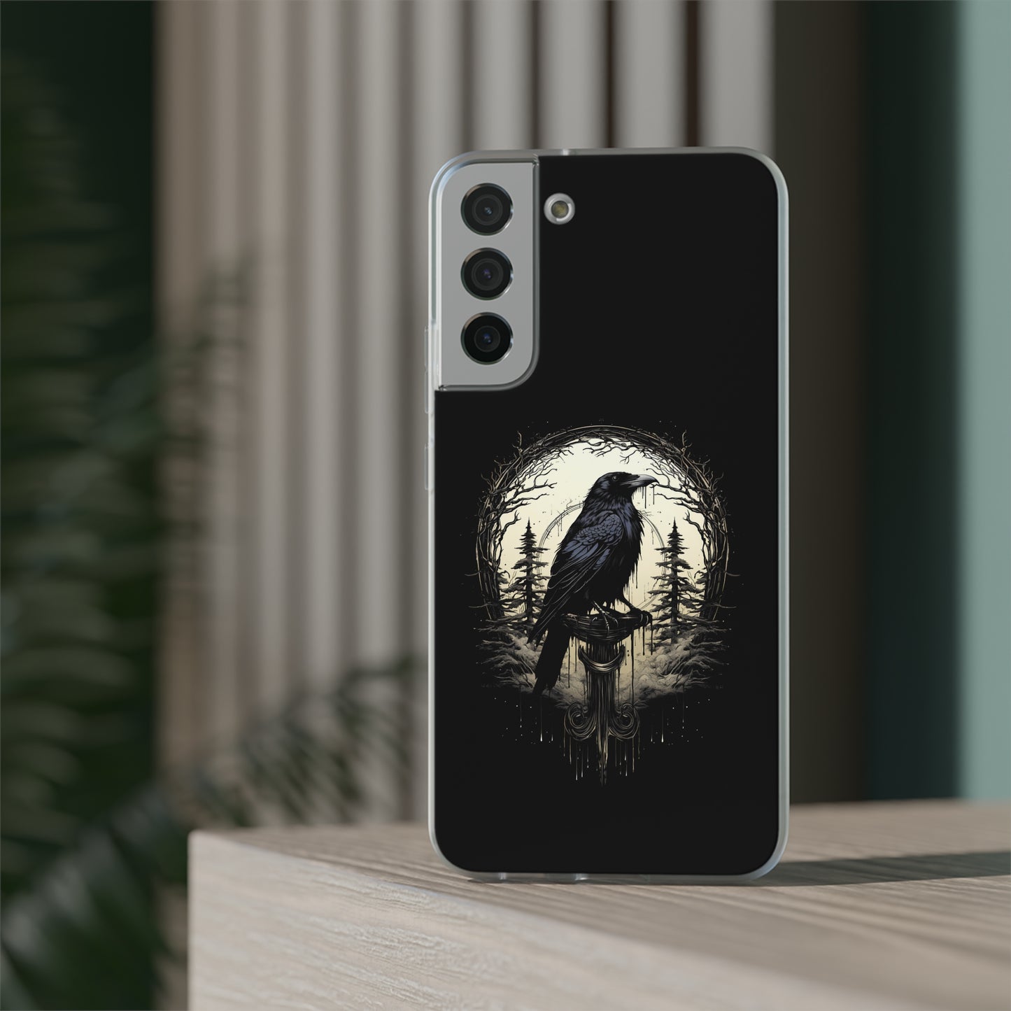 Night's Sentinel Goth Raven Phone Case for iPhone 13 14 pro max Galaxy s22 s23 ultra - optional gift box -dark academia black phone case