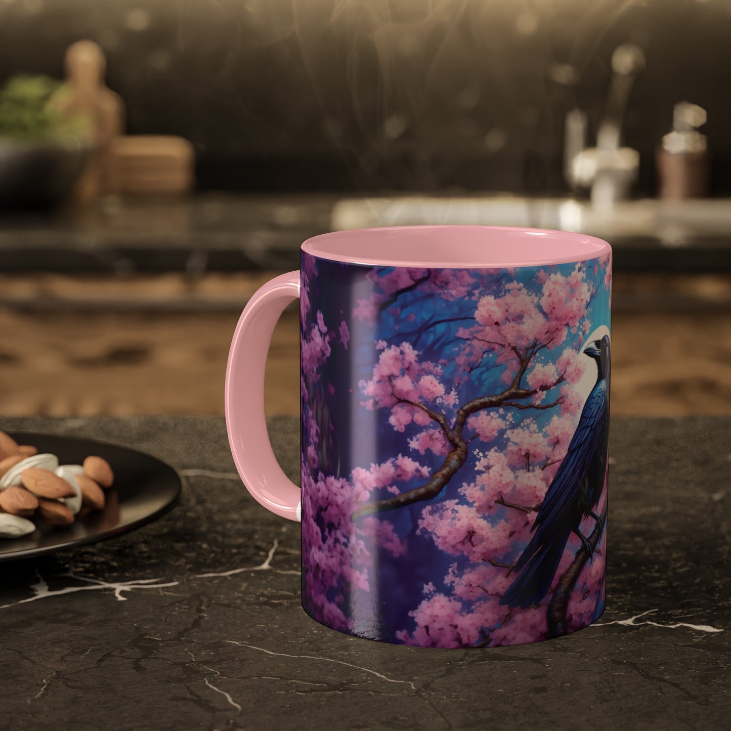 Raven Sakura Cherry Blossom Colorful Mug 11oz - My original art